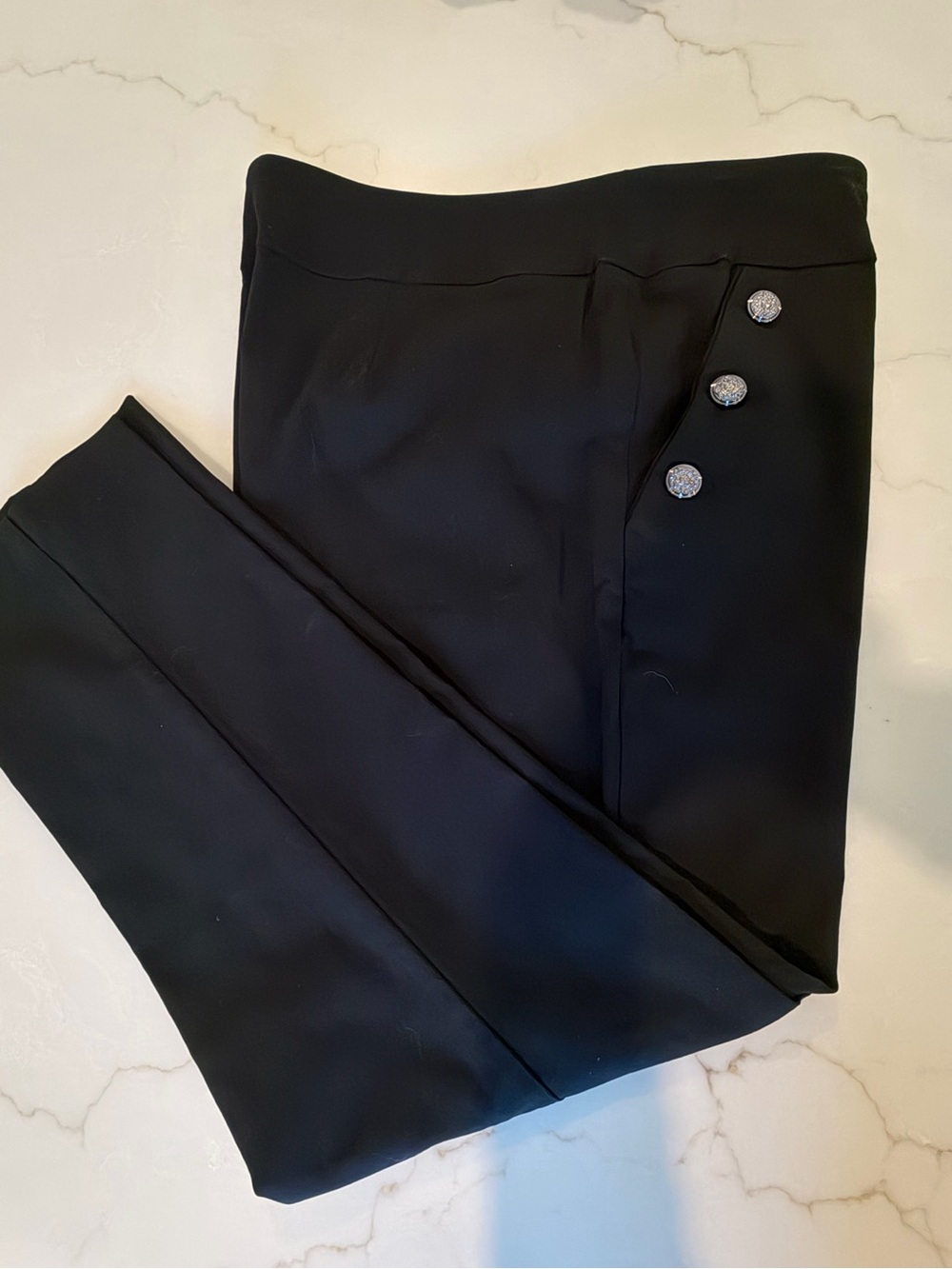 Black Counterpart Sailor button Pants. Ankle length. Elastic waist